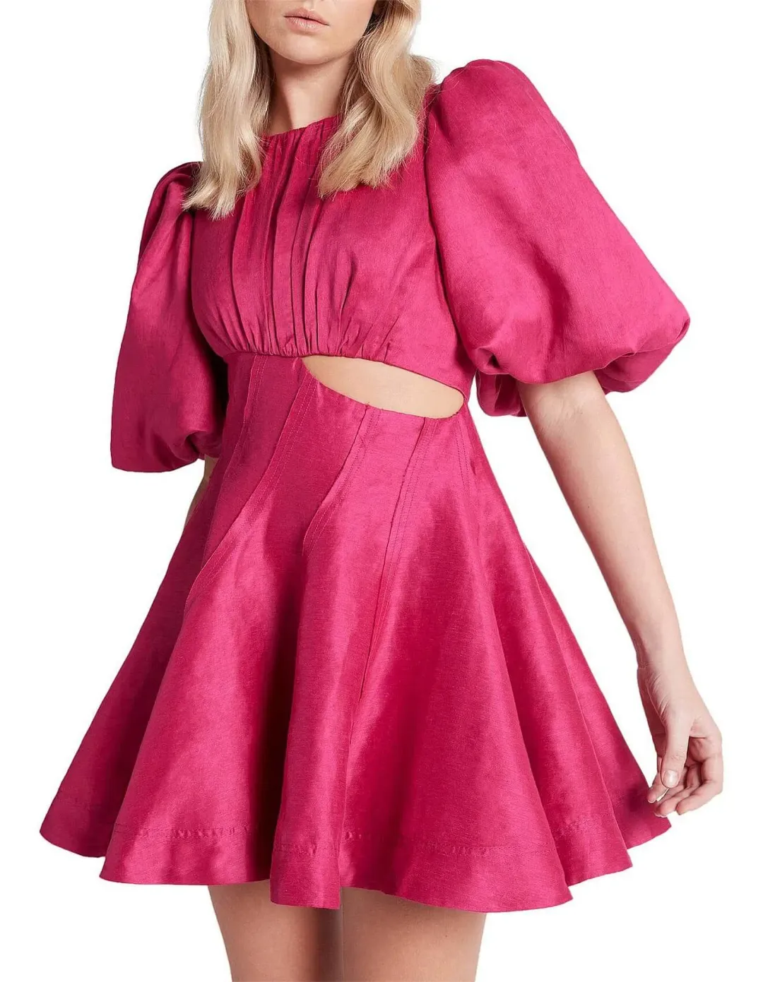 AJE Admiration Asymmetrical Mini Dress- Pink AU8 for rent on The Volte - main image