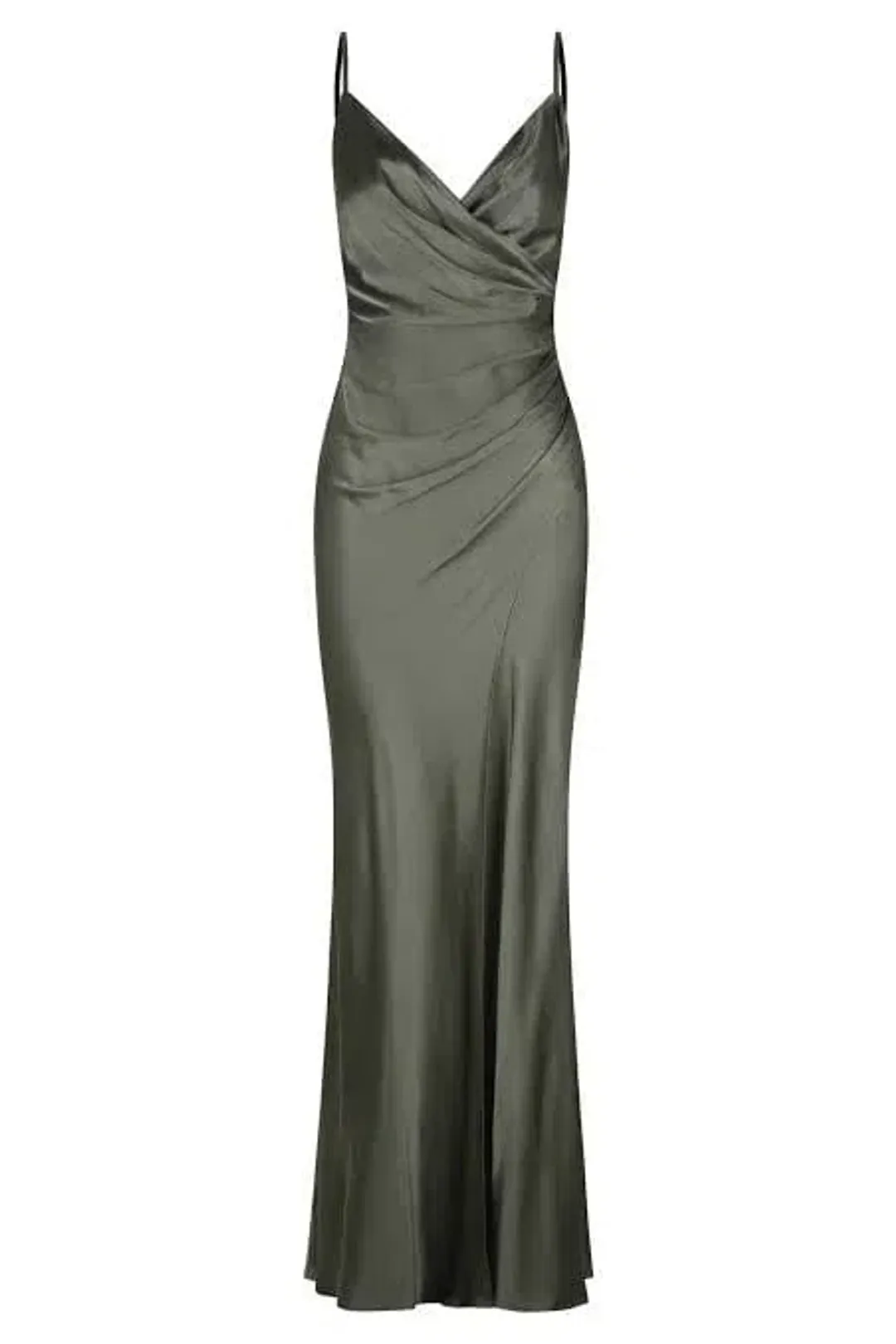 Shonajoy La Lune Cross Draped Maxi Dress in Olive AU8 for rent on The Volte - main image