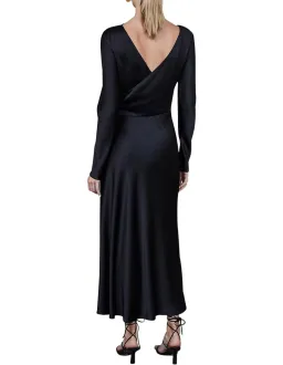 Bec & Bridge Agatha Long Sleeve Wrap Dress with Front Split Black AU8 for rent on The Volte - image 1