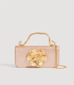 Aje Alessia Flower Clutch Rose Gold Metallic for rent on The Volte - image 1