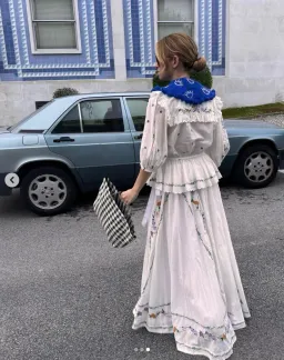 ALEMAIS Willa Embroidered Blouse and Midi Skirt Set White Floral Size 10 AU for rent on The Volte - image 12