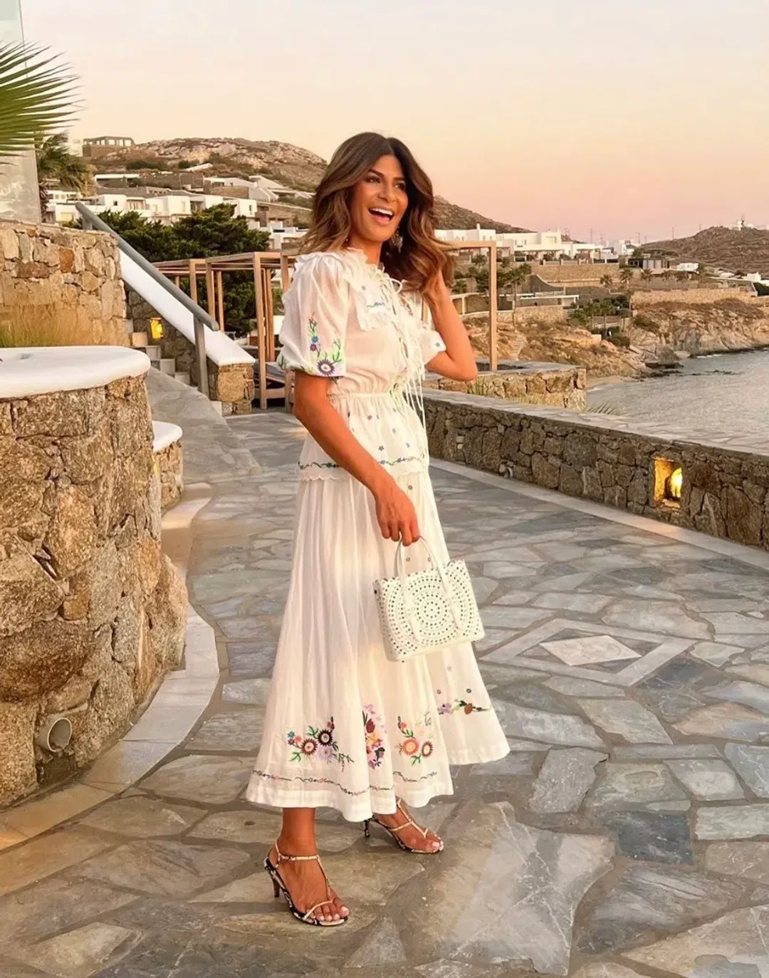 ALEMAIS Willa Embroidered Blouse and Midi Skirt Set White Floral Size 10 AU for rent on The Volte - main image