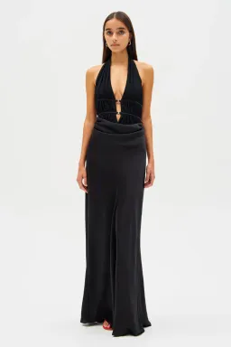 New MISHA Celine Satin Maxi Dress in Black - Size 4AU / XXS formal gown for rent on The Volte - image 6