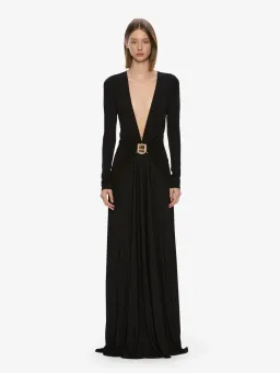 Christopher Esber Bezel Quartz Ruched Long Sleeve Dress Black Size 8 for rent on The Volte - image 1