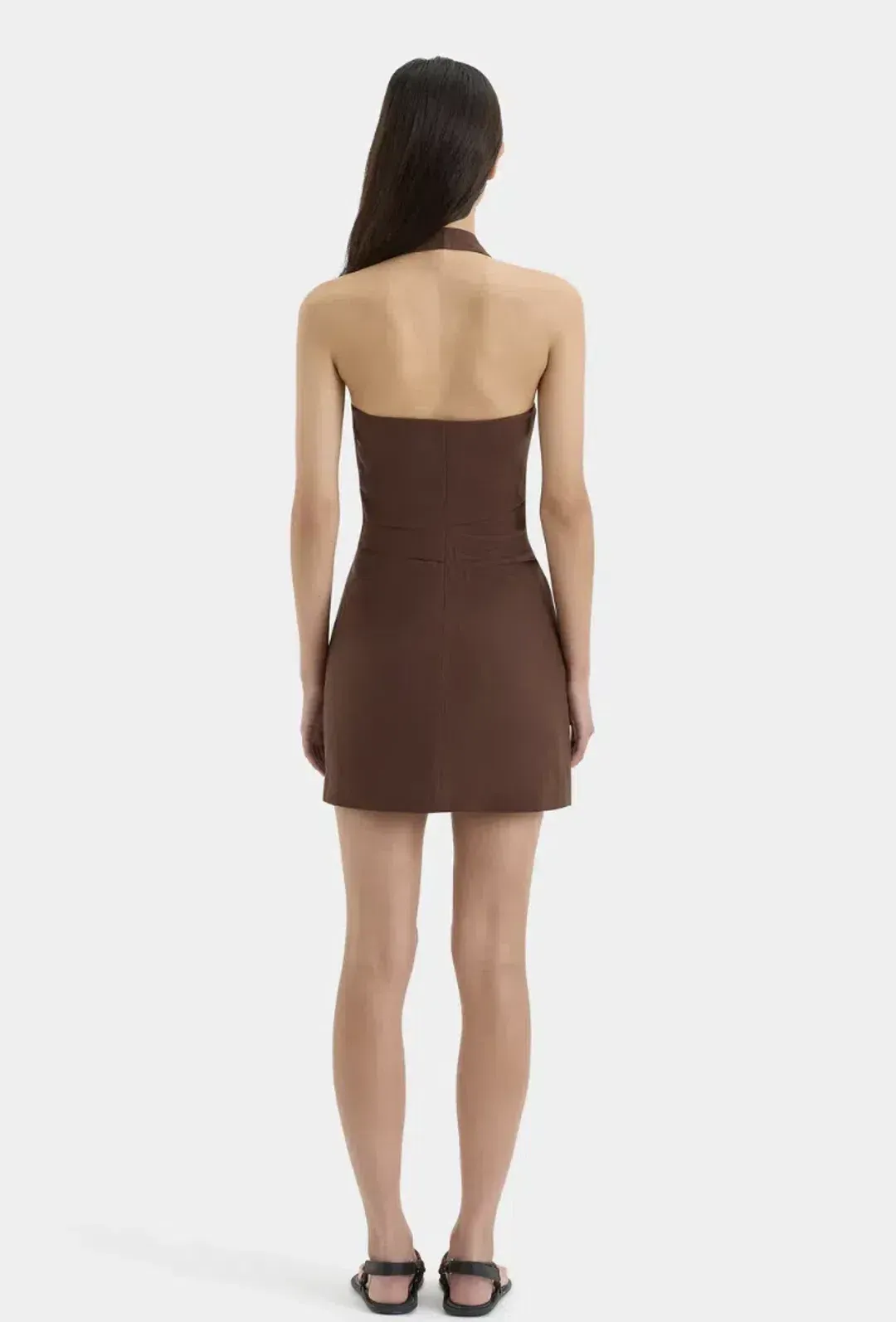 Sir the Label - Naomi Halter Mini Dress - Chocolate for rent on The Volte - main image