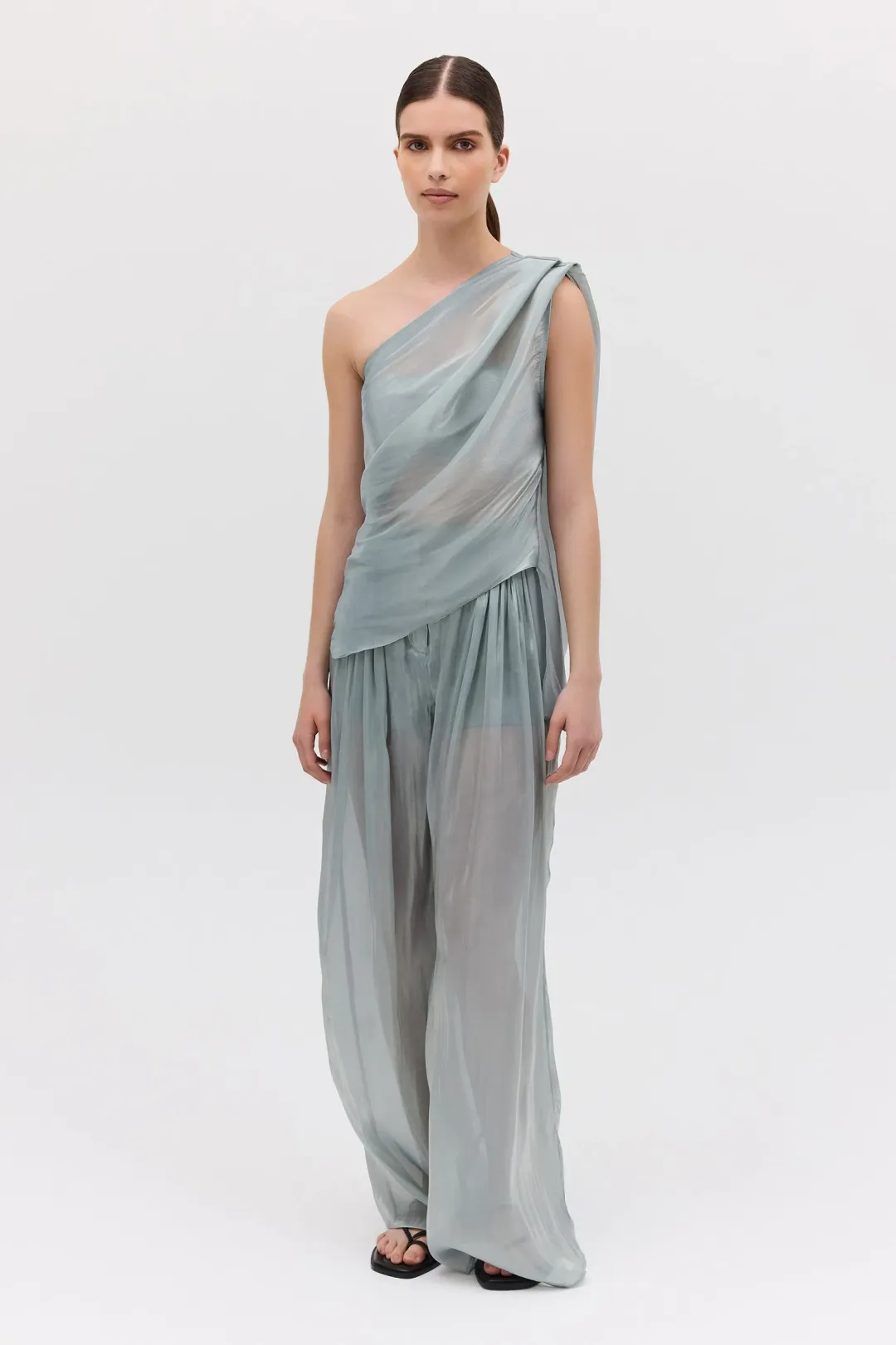Bianca Spender Liquid Organza Antonia Top Blue Size 14 for rent on The Volte - main image