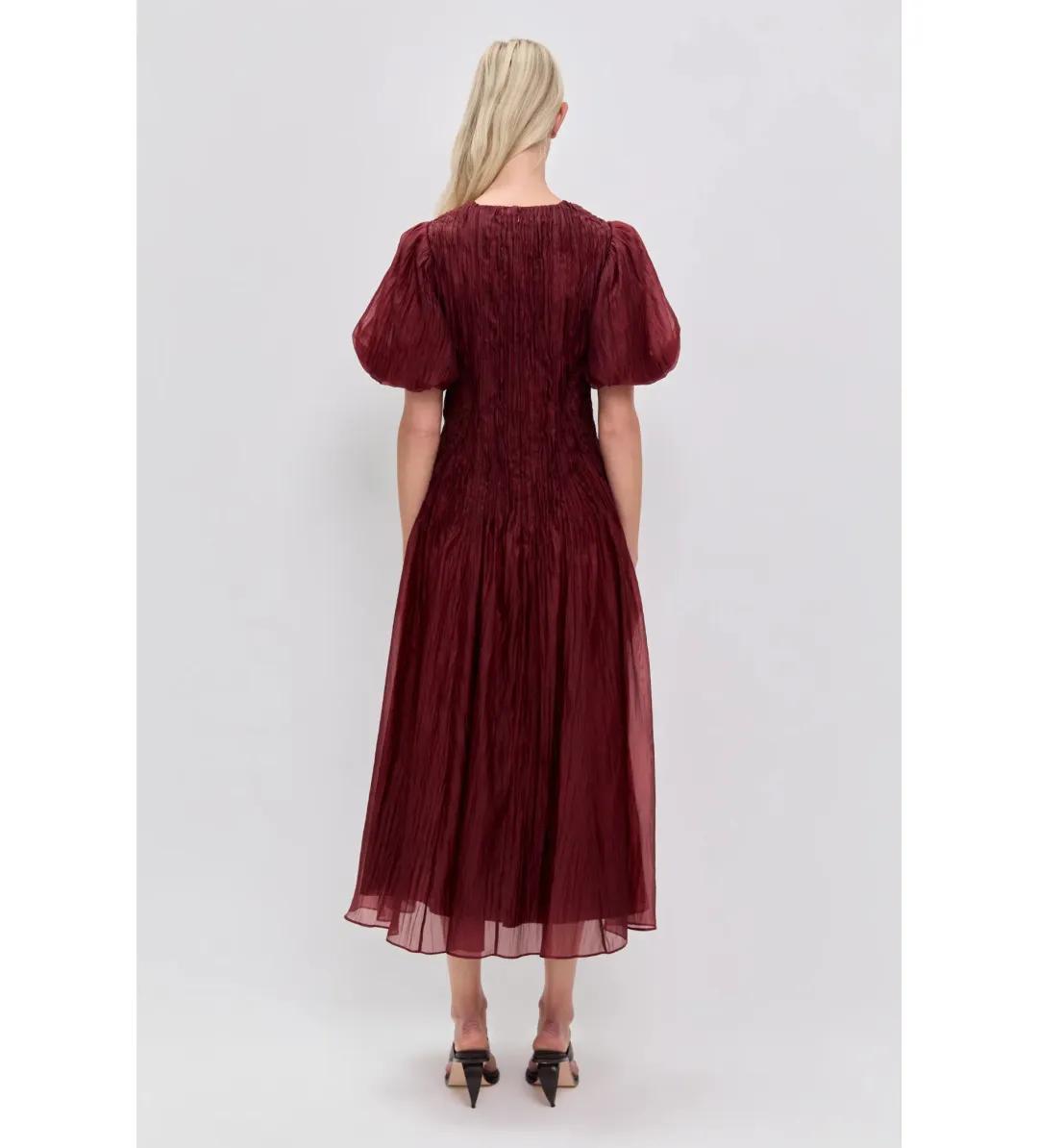 Aje Ophelia Lace Midi Dress in Mahogany Size 12 for rent on The Volte - main image