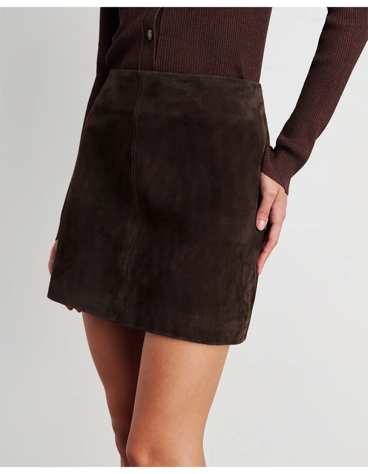 Jag Ophelia Suede Mini Skirt Brown Size 12 for rent on The Volte - main image