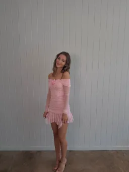 Chosen By Tuchuzy Off Shoulder Mesh Rose Mini (Bubblegum) Size 6 for rent on The Volte - image 1