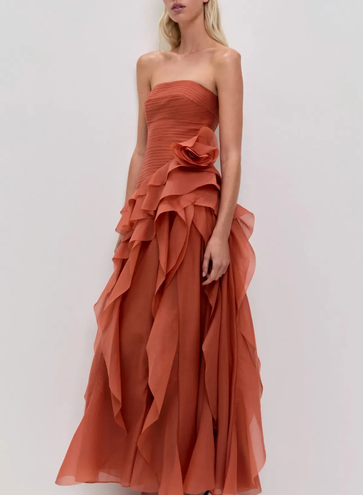Aje Canyon Gown Coral clay size 6  for rent on The Volte - main image