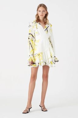 Aje Mimosa Wrap Mini Dress Wattle Print Size 8 for rent on The Volte - image 1