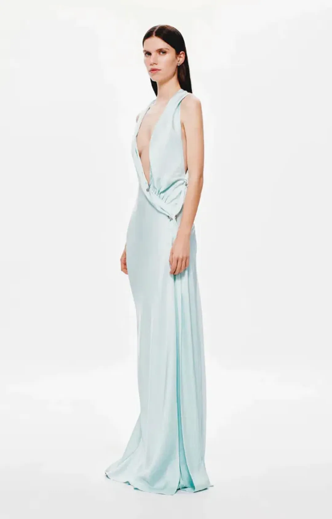 Misha The Harlow Satin Maxi Dress Ice Blue Size XS / AU 6 for rent on The Volte - main image