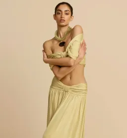 ARCINA ORI ALESSIA CROPPED TOP AND MAXI SKIRT SET SAND YELLOW XS / AU 6 for rent on The Volte - image 7