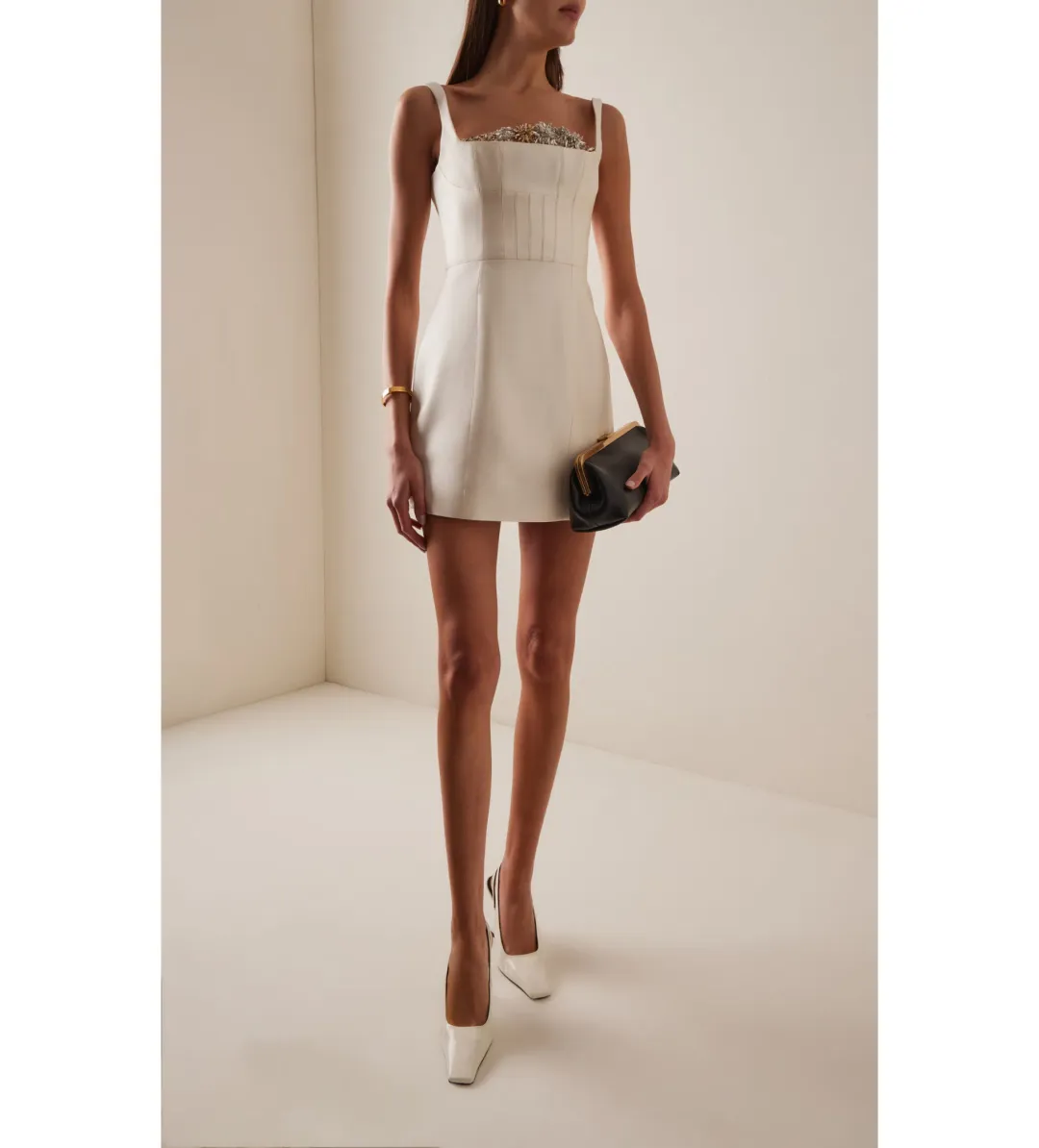 Rachel Gilbert Ludovica Trim Mini Dress in Ivory Size 3/AU12 for rent on The Volte - main image