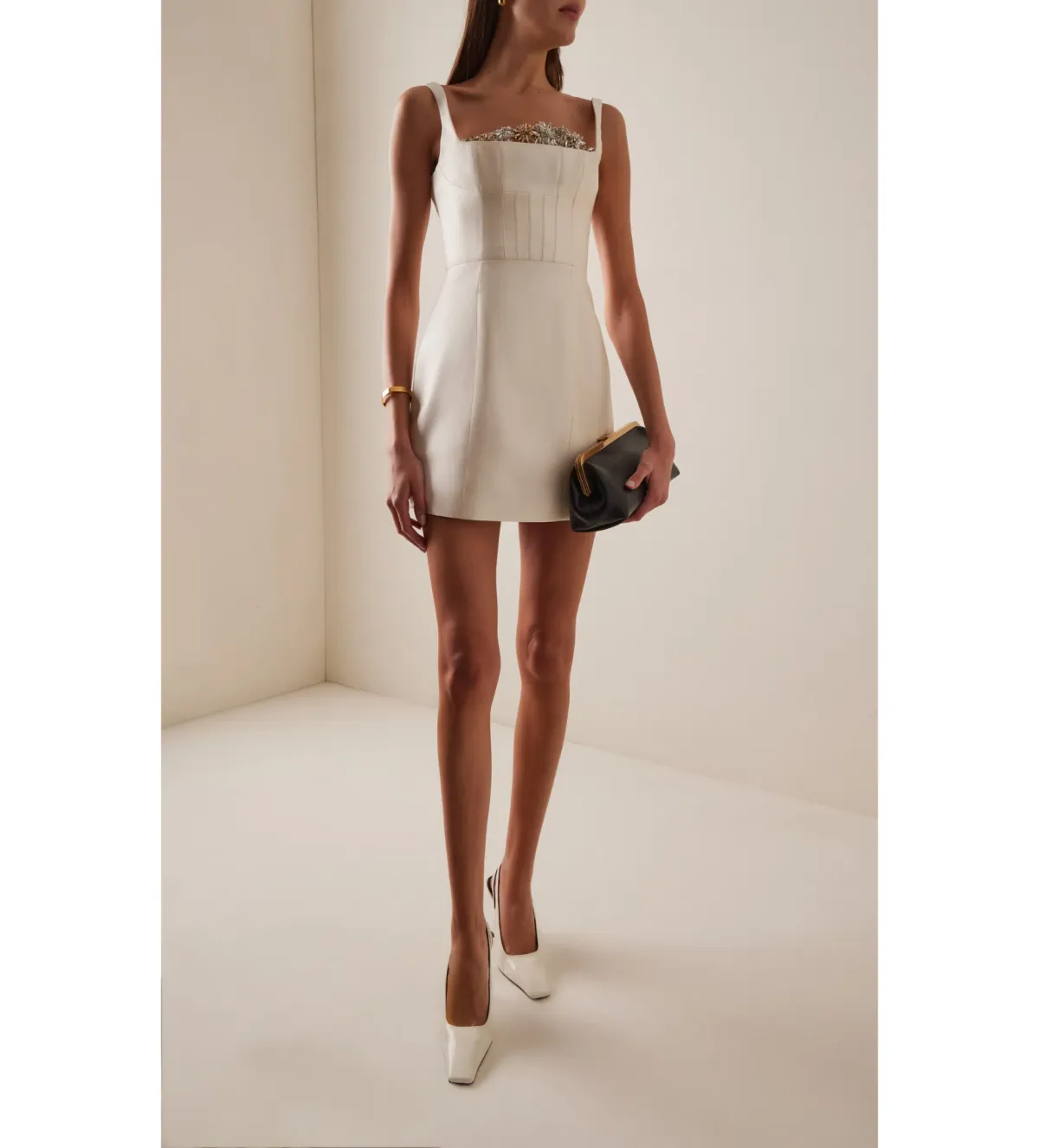 Rachel Gilbert Ludovica Trim Mini Dress in Ivory Size 3/AU12 for rent on The Volte - main image