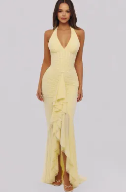 House of CB Carmine lemon mesh silhouette maxi dress Regular Cup Size M for rent on The Volte - image 1