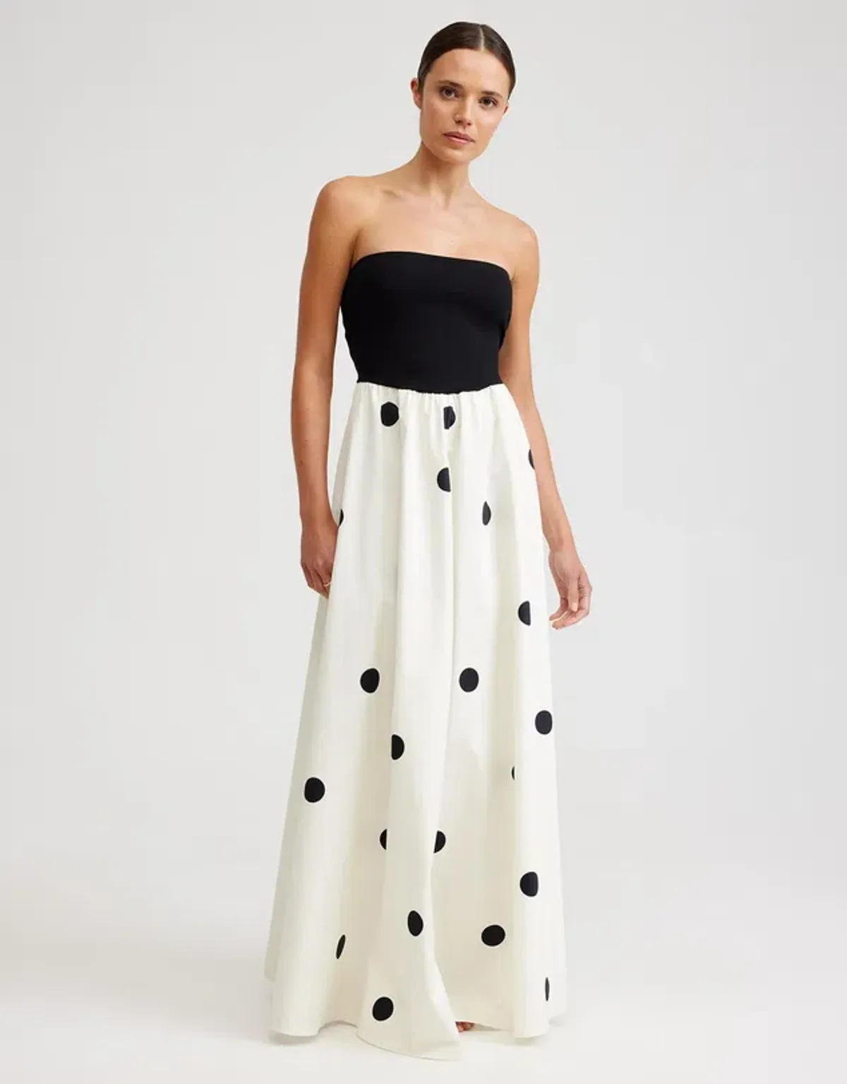 Aston Studio Frankie Maxi Dress Nero Milk Dot Size 16 for rent on The Volte - main image