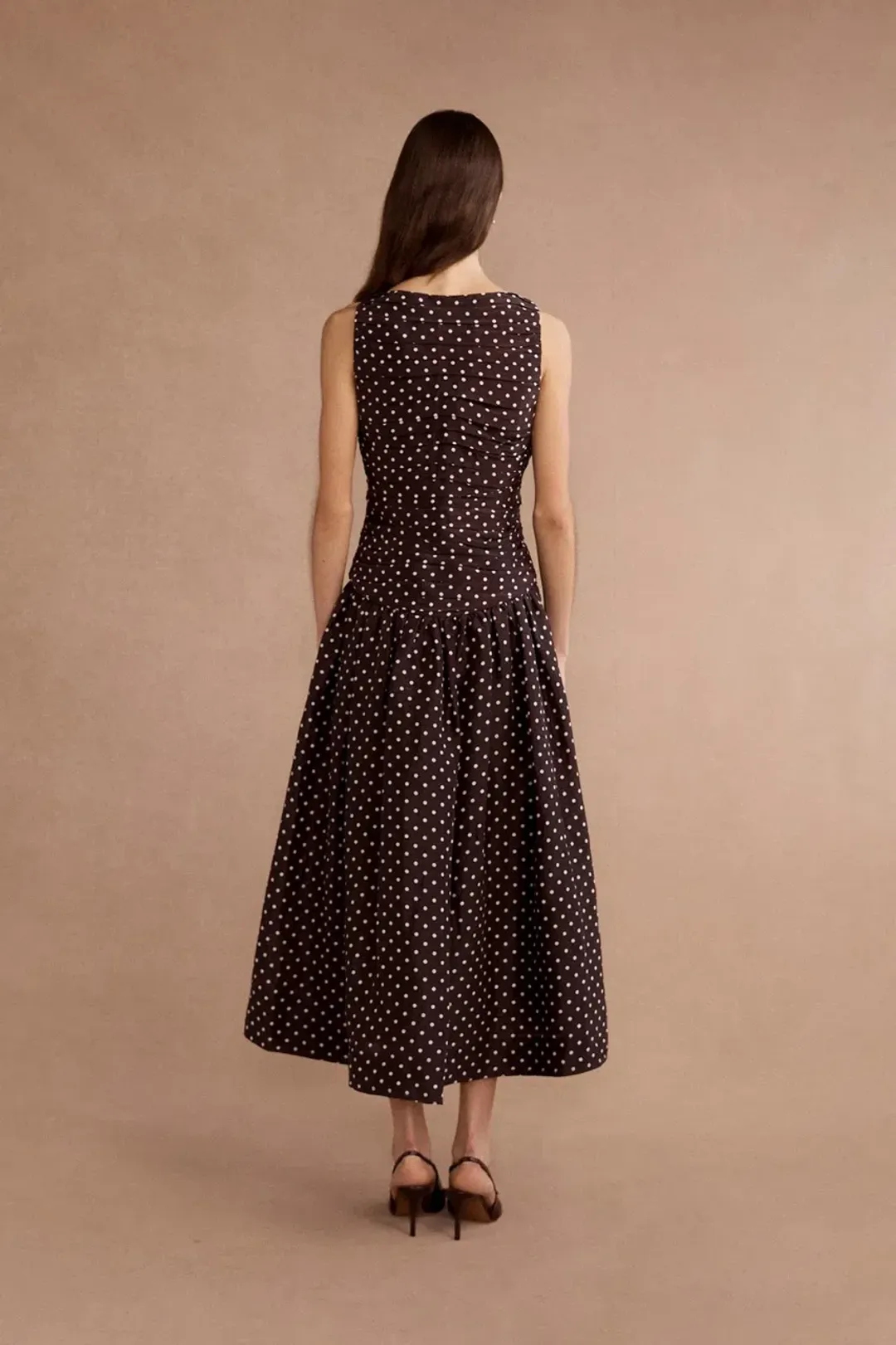 Lovaan Val Midi Dress Cacao Spot Size 12 for rent on The Volte - main image