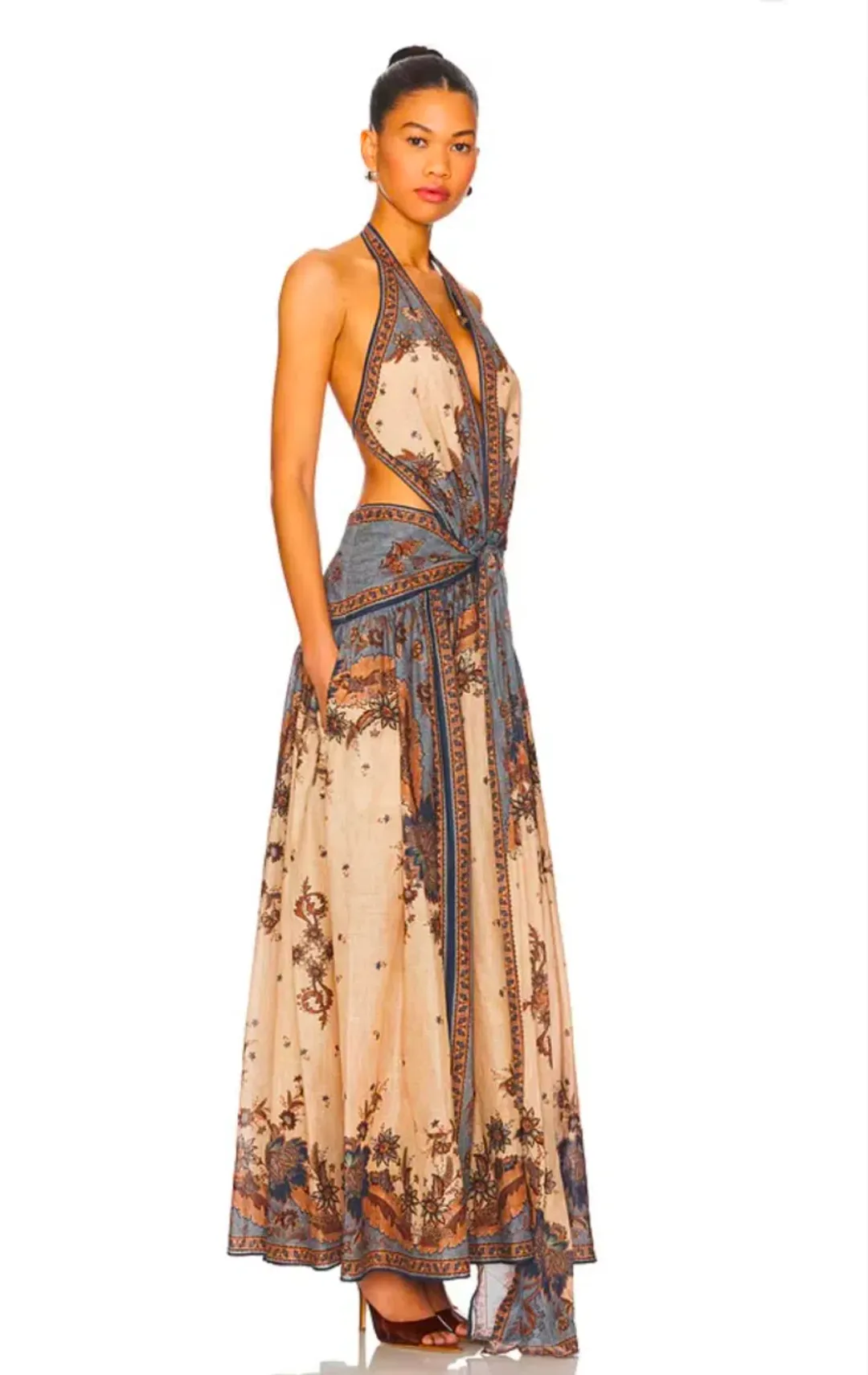 Zimmermann Ascension Plunge Halter Maxi Size 1/10 for rent on The Volte - main image