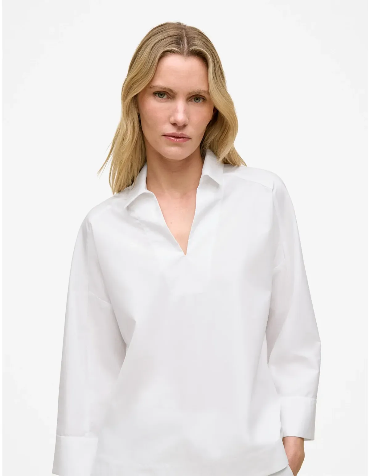 Trenery Fine Poplin Popover Shirt White Size 10 for rent on The Volte - main image