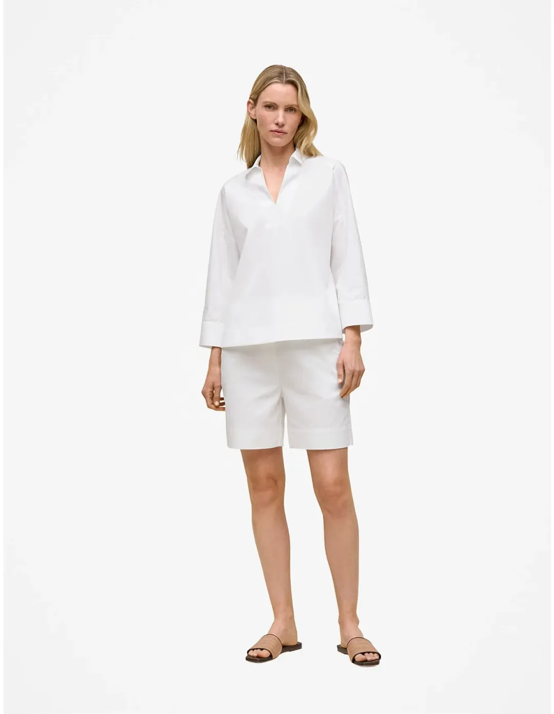 Trenery Fine Poplin Popover Shirt White Size 10 for rent on The Volte - main image