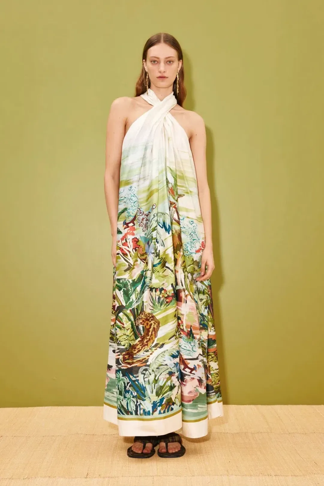 Alemais Jungle Boogie Silk Halter Dress Size 14 for rent on The Volte - main image