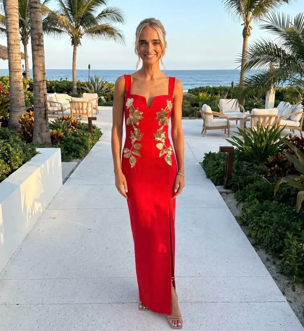 Rebecca Vallance Versaille Sequined Crêpe Gown in Red Size AU4 for rent on The Volte - main image
