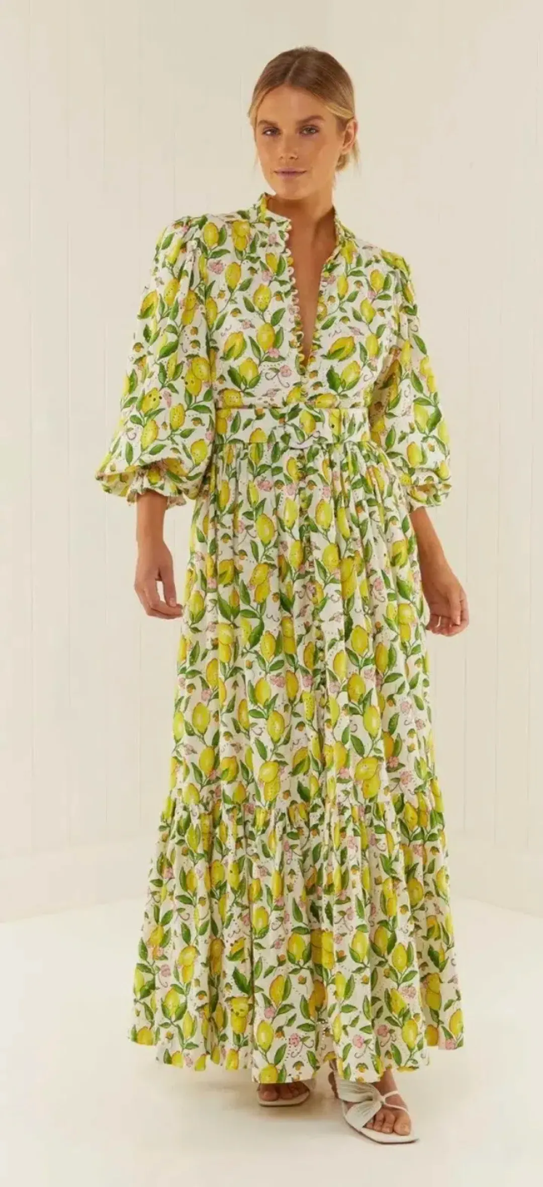 Palm Noosa - Royal Flush Dress - Lemon Print - Size 8  for rent on The Volte - main image