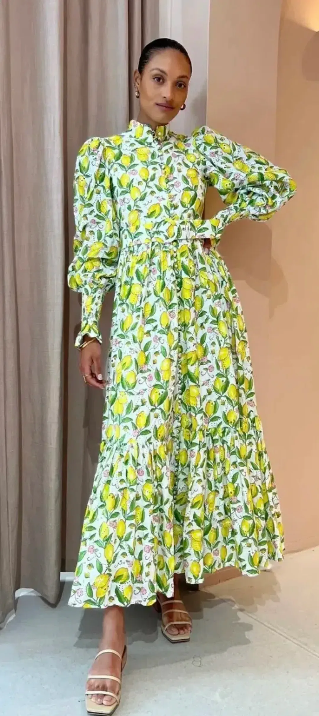 Palm Noosa - Royal Flush Dress - Lemon Print - Size 8  for rent on The Volte - main image