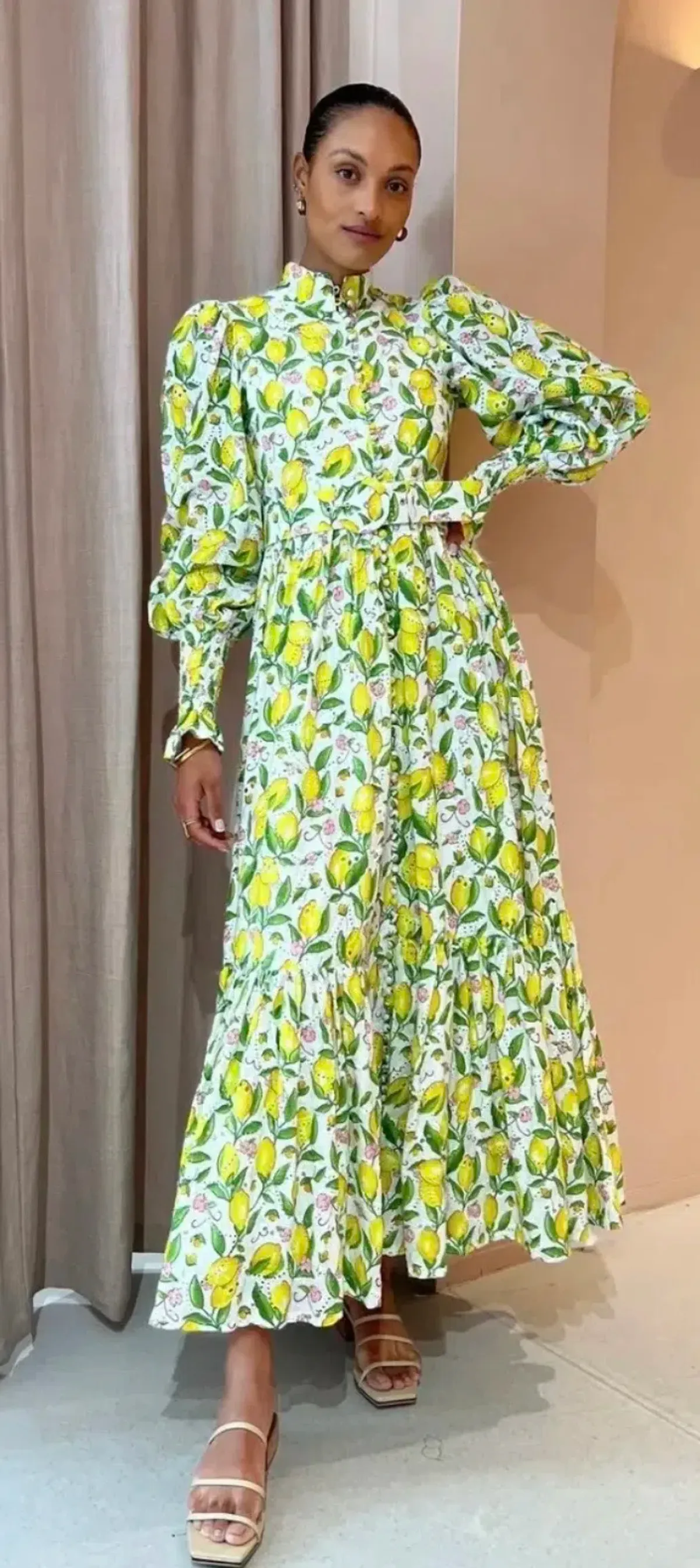 Palm Noosa - Royal Flush Dress - Lemon Print - Size 8  for rent on The Volte - main image