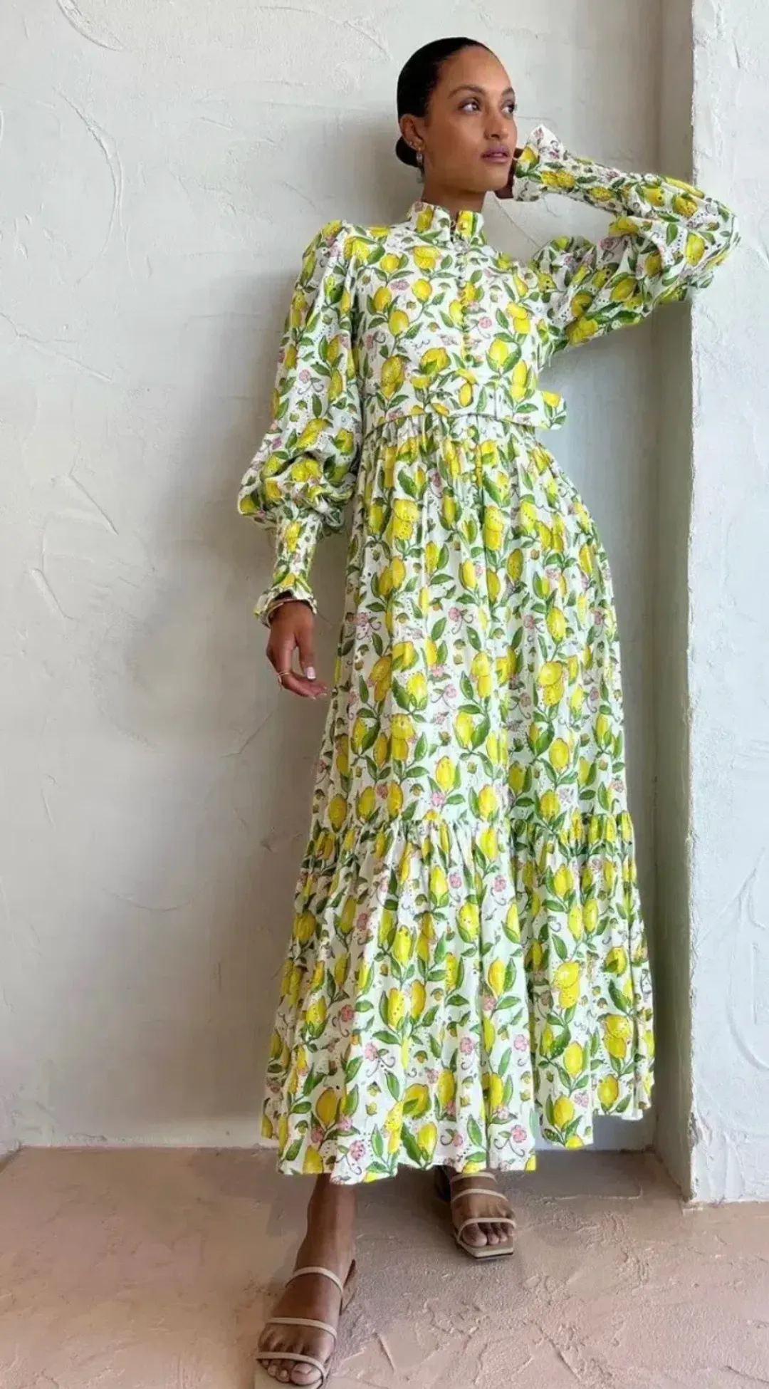 Palm Noosa - Royal Flush Dress - Lemon Print - Size 8  for rent on The Volte - main image