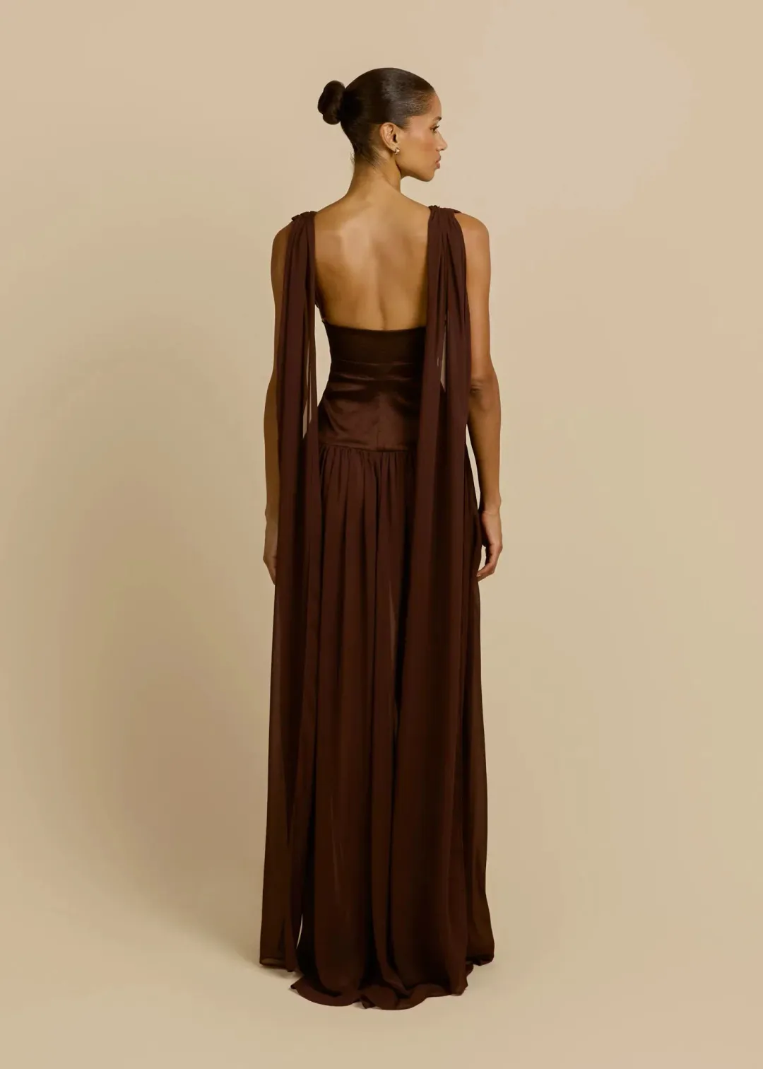 Arcina Ori Ramona Gown in Cacao Brown Size XS  for rent on The Volte - main image