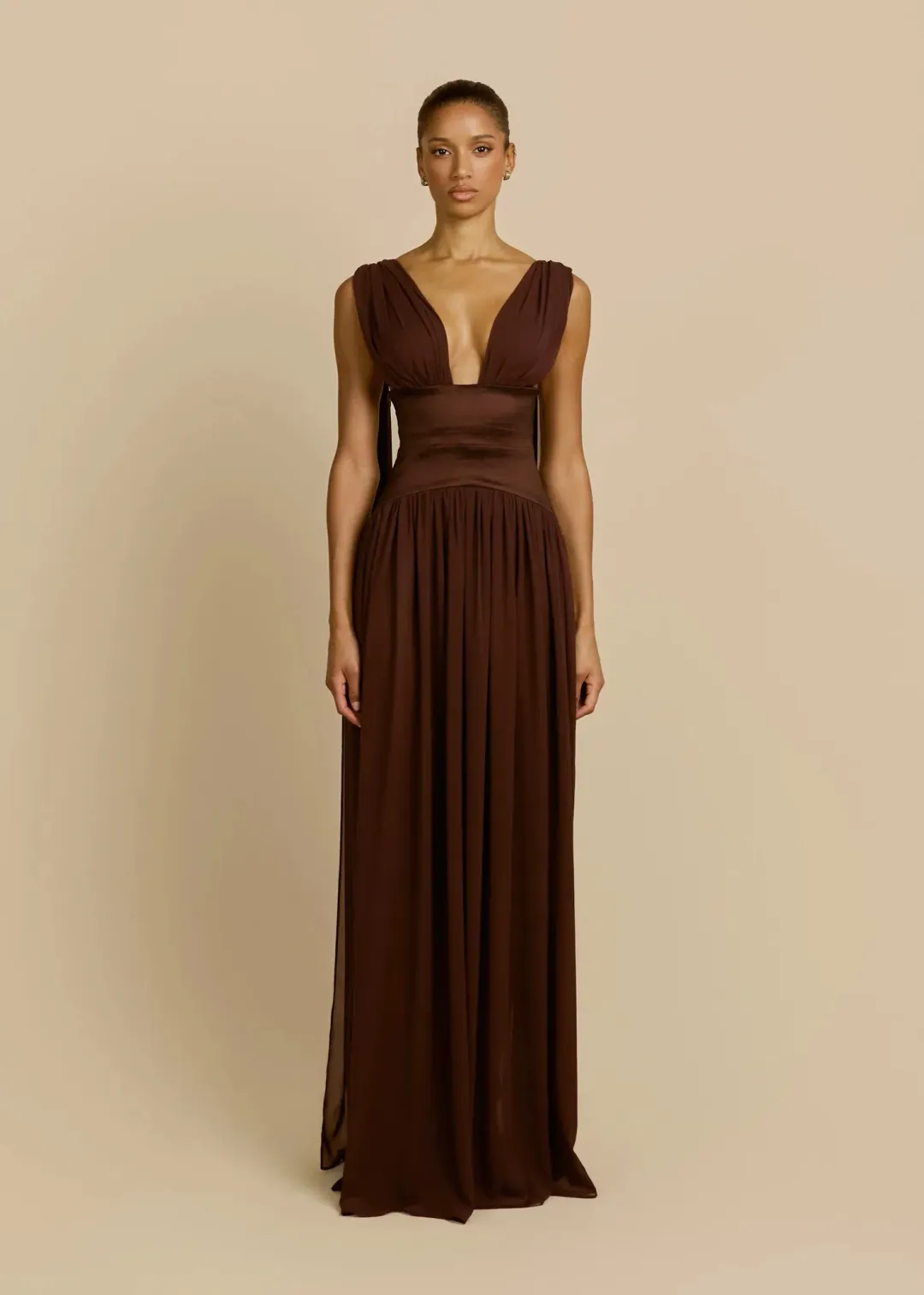 Arcina Ori Ramona Gown in Cacao Brown Size S for rent on The Volte - main image