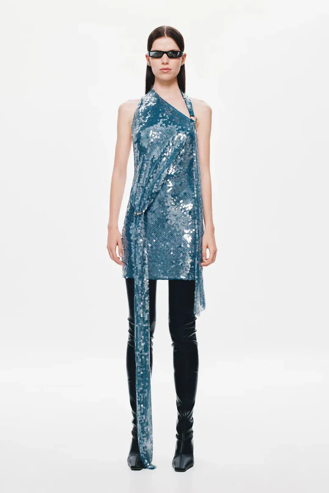 💙 MISHA Rivera Sequin Mini Dress – Teal Blue – Size AU 6 (XS) 💙  for rent on The Volte - main image