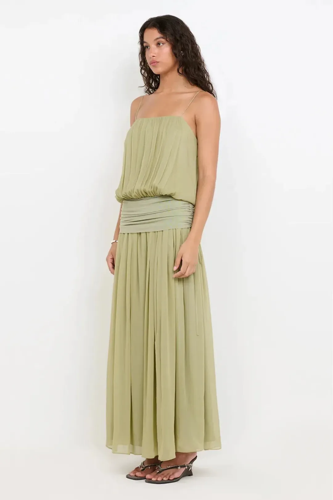 BEC + BRIDGE Camille Blouson Dress | Pistachio (Size 6) for rent on The Volte - main image