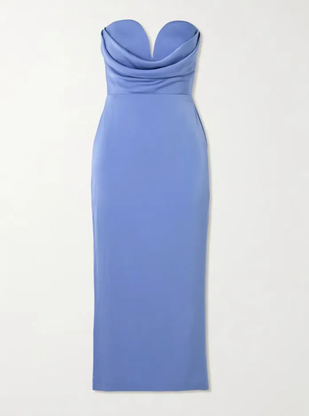ALEX PERRY Strapless Draped Satin-Crepe Midi Dress Bridesmaid Dress in Blue AU 10 for rent on The Volte - main image