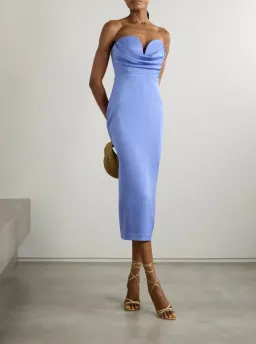 ALEX PERRY Strapless Draped Satin-Crepe Midi Dress Bridesmaid Dress in Blue AU 10 for rent on The Volte - image 1