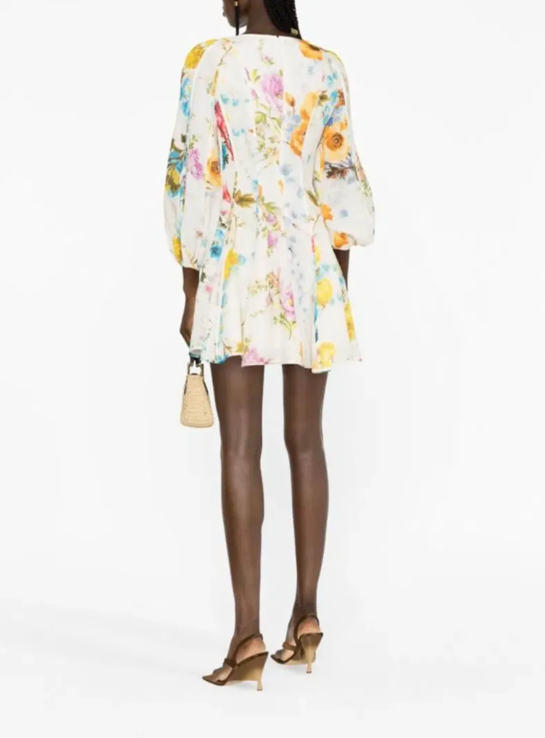 Zimmermann Halcyon Panelled Floral Puff Sleeve Mini Dress in Size 0P / AU 6 P - Cottagecore & Garden Party Dress for rent on The Volte - main image