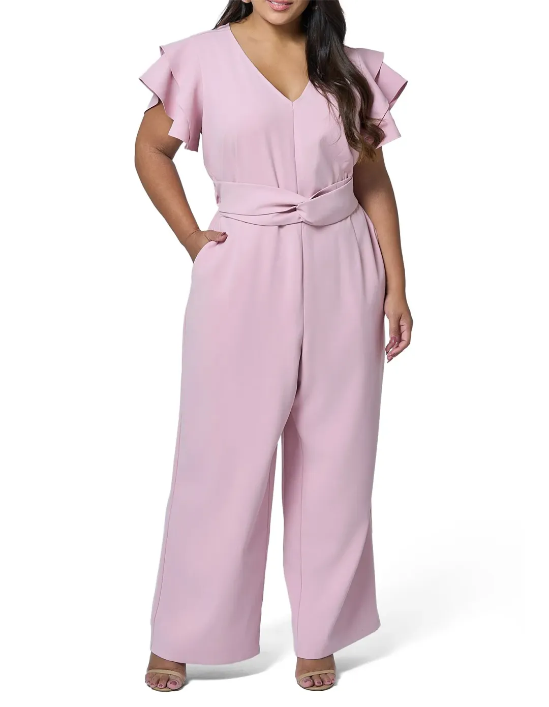 Curve Project Dusk-Caught Out Jumpsuit Pink Size 16 for rent on The Volte - main image