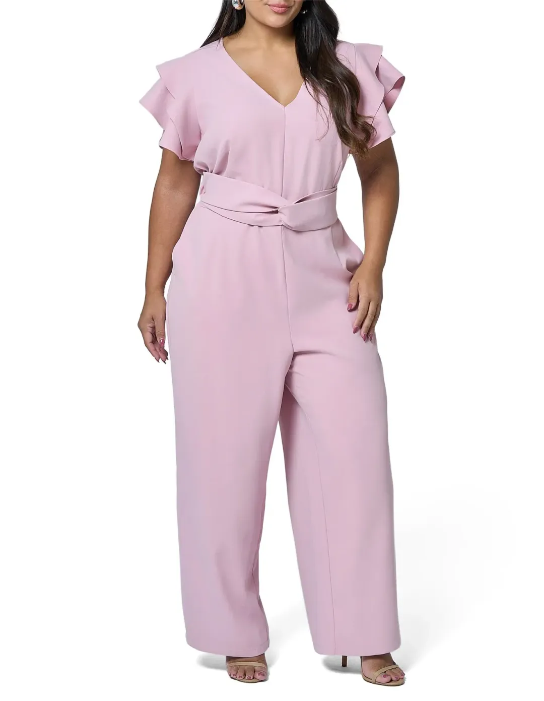Curve Project Dusk-Caught Out Jumpsuit Pink Size 16 for rent on The Volte - main image