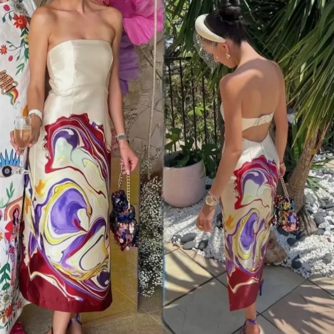 Alemais Luca Corset Midi Dress In Multi Size 6 for rent on The Volte - main image