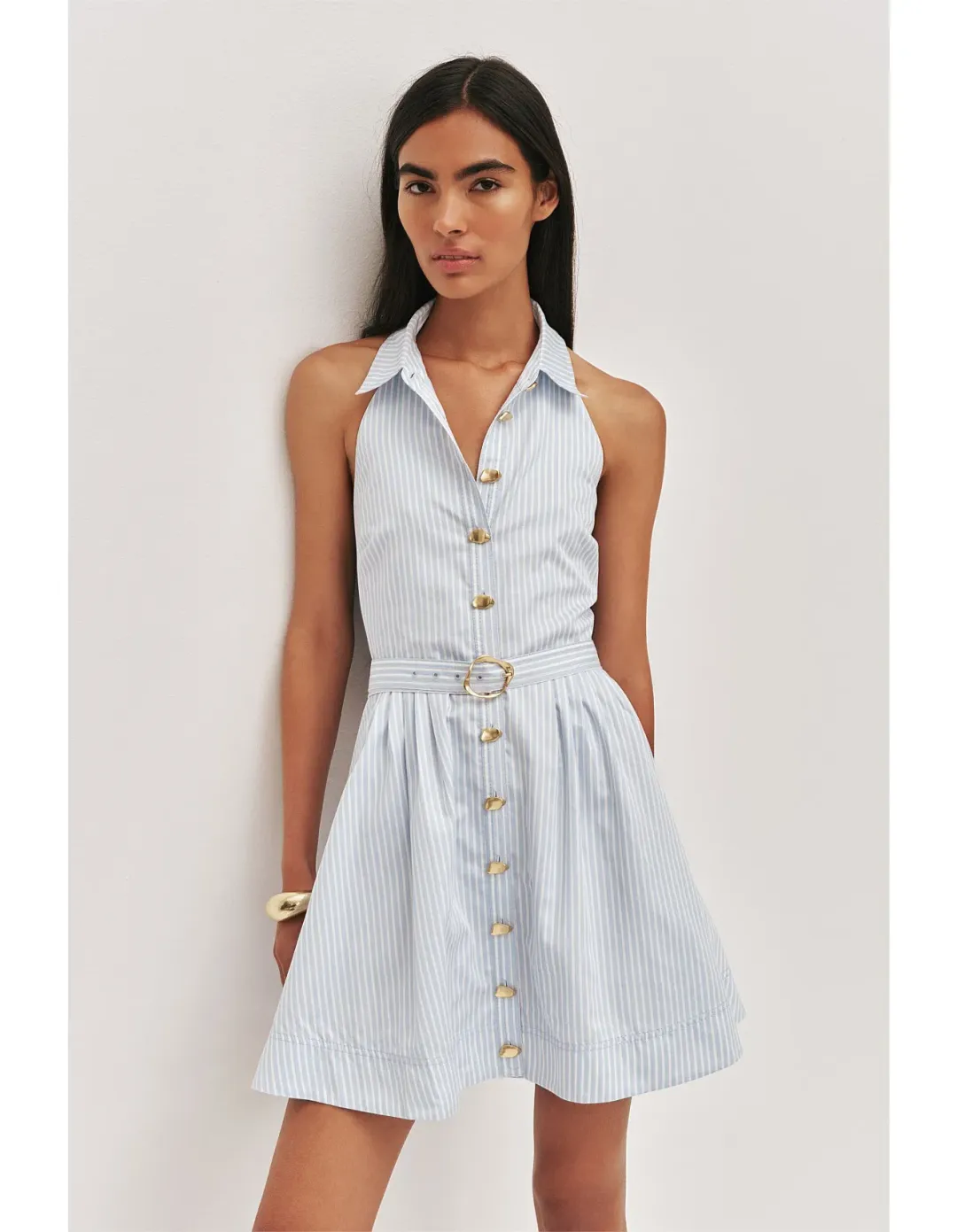 Aje Haze Halter Mini Dress Blue Size 10 for rent on The Volte - main image