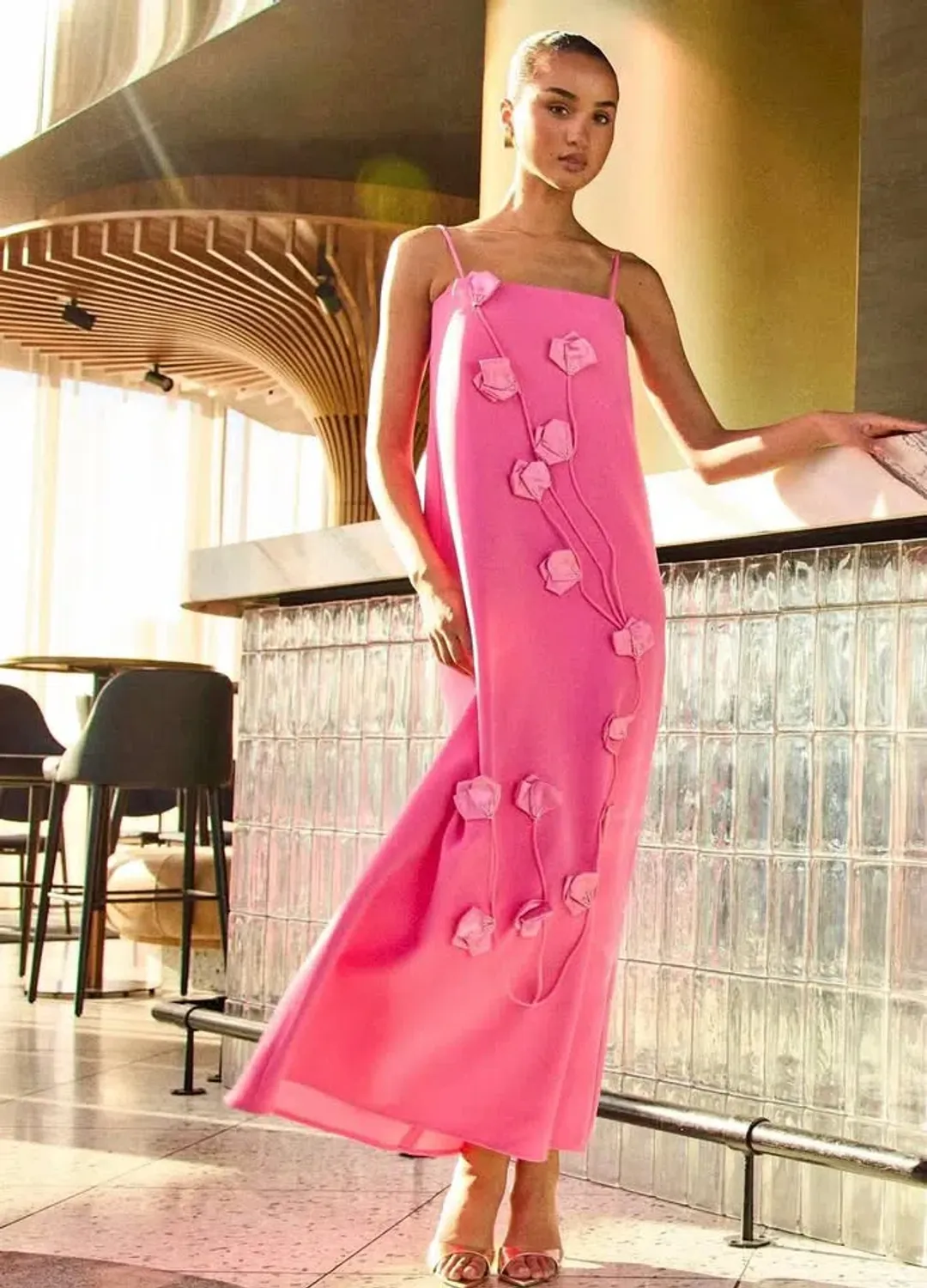 Elliatt Nolana Floral Applique Gown in Pink Size 12 for rent on The Volte - main image