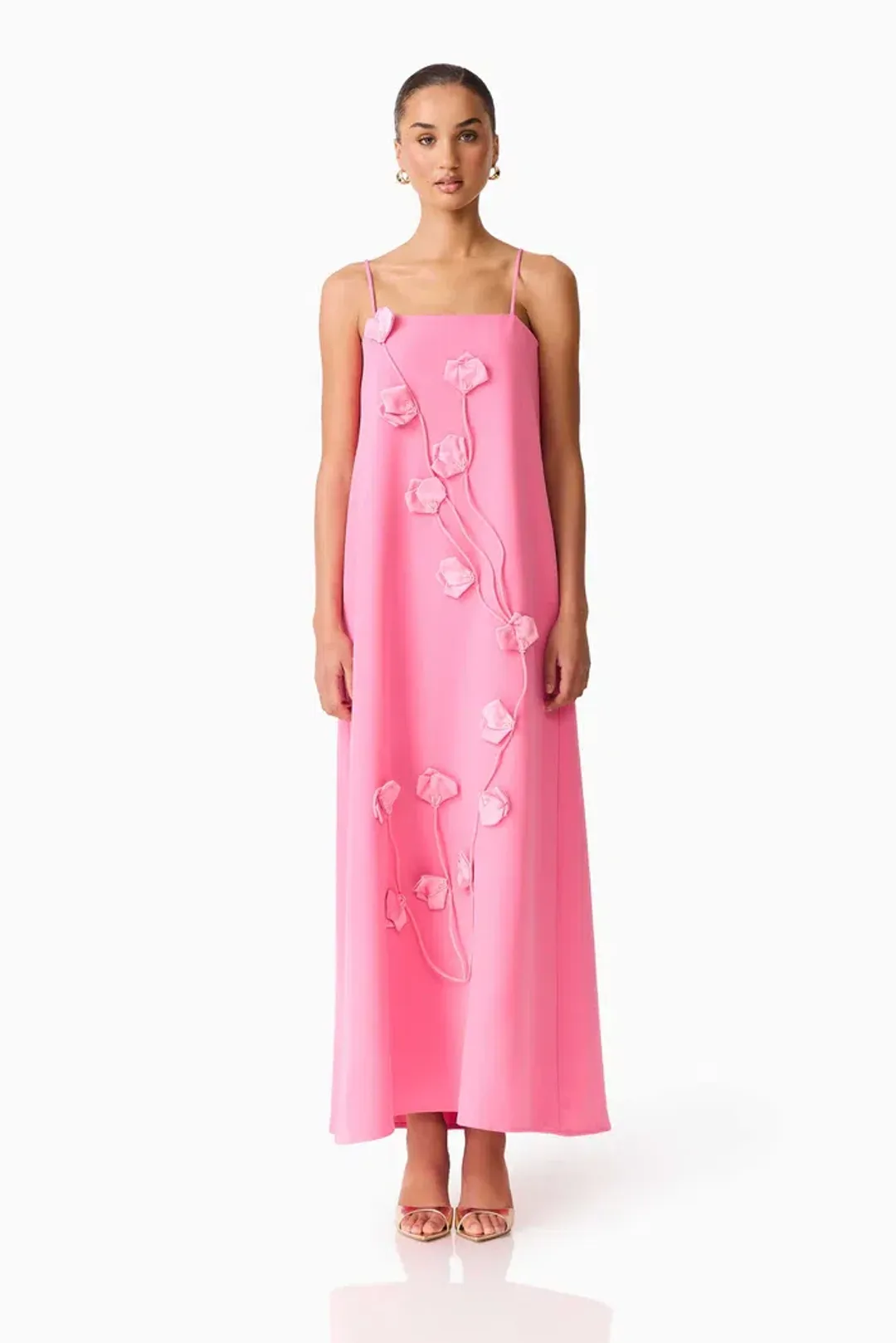 Elliatt Nolana Floral Applique Gown in Pink Size 12 for rent on The Volte - main image