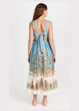 Zimmermann Chintz Tiered Midi Dress Blue Daisy Floral Size 1/ AU 10  for rent on The Volte - image 3