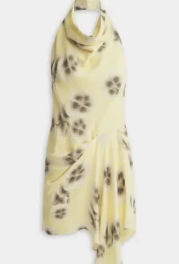 Venroy Draped Halter mini - pale yellow blurred floral - size XS for rent on The Volte - image 4