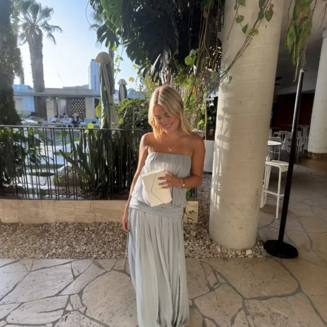 Bec & Bridge Camille Blouson Dress In Cloud Blue Size 8 for rent on The Volte - main image