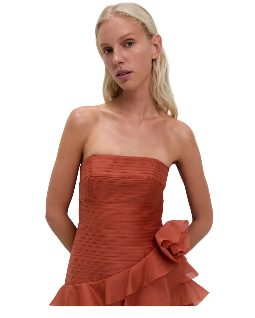 Aje Canyon Gown Coral Clay Size 12 for rent on The Volte - main image