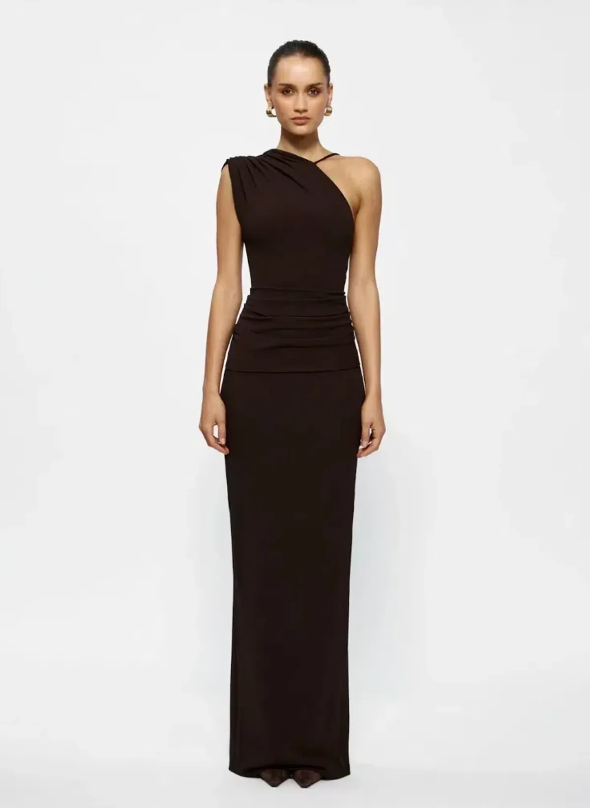 Effie Kats Greer Gown Coffee - Size 8 for rent on The Volte - main image