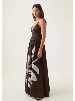 Aje Planetary Maxi Dress Size AU 16 Brown Carob Abstract Print Strappy Gown for rent on The Volte - image 3